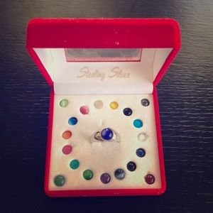 Sterling silver size 9 ring with different stones